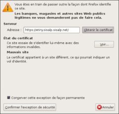 Exception de sécurité sur un serveur OpenERP web hébergé par SISalp Exception de sécurité sur un serveur OpenERP web hébergé par SISalp