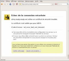 Certificat invalide sur le serveur OpenERP hébergé par SISalp Certificat invalide sur le serveur OpenERP hébergé par SISalp