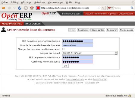 Créer une base de données OpenERP - web Créer une base de données OpenERP - web