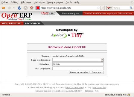 Connexion à OpenERP -web Connexion à OpenERP -web