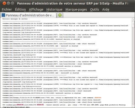 Affichage du log du serveur VDS Affichage du log du serveur VDS