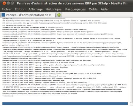 Affichage du log des services Affichage du log des services